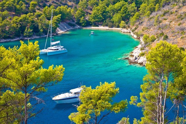 Anchoring in a secluded cove on Brač island