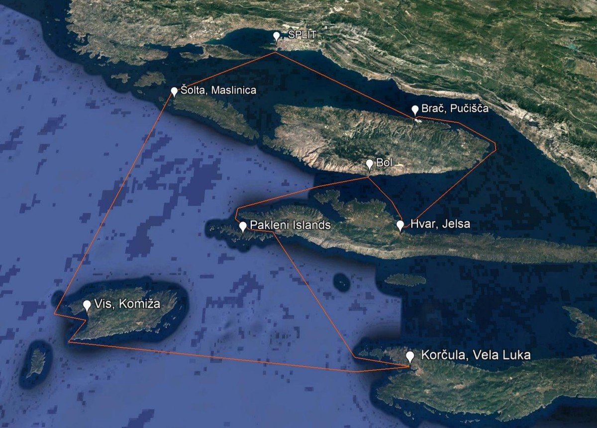 Split sailing itinerary